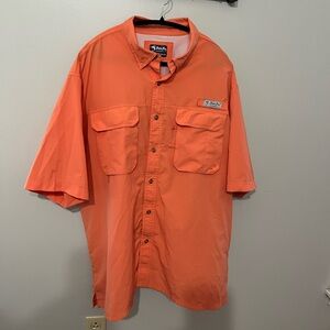 Men's Orange Button-Down Fishing Shirt XXL